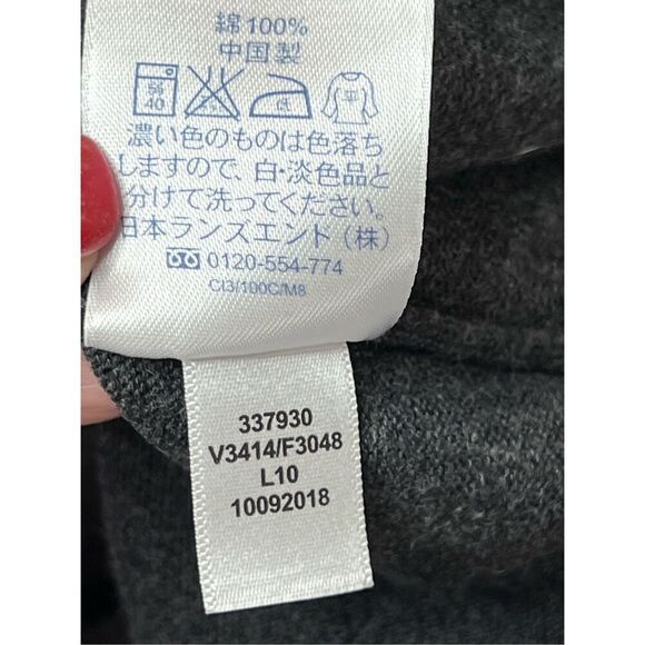 Lands End Gray Cotton V-neck Sweater sz XL 46/48 Modern‎ Classic - Picture 8 of 9